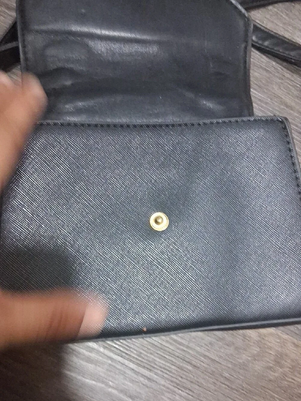 Olivia & Kate Black Crossbody Bag with Gold Heart Accent